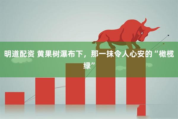 明道配资 黄果树瀑布下，那一抹令人心安的“橄榄绿”